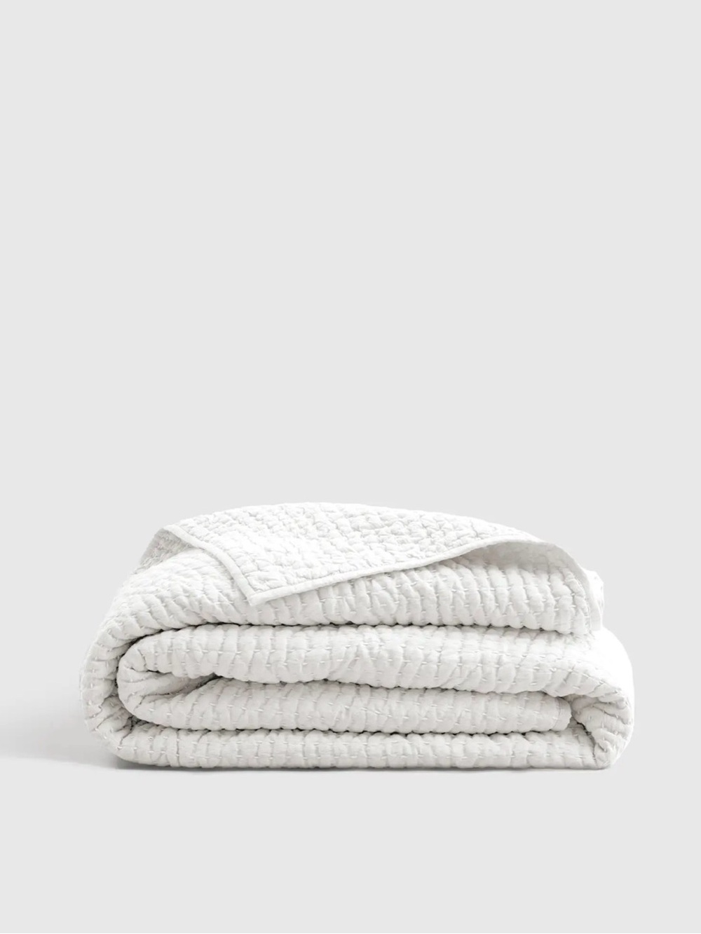 Quince European Linen Cotton Stitch Quilt - White - Full/Queen